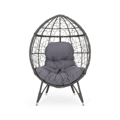 Cosmos Round Hammered Iron Teardrop Chair, Grey