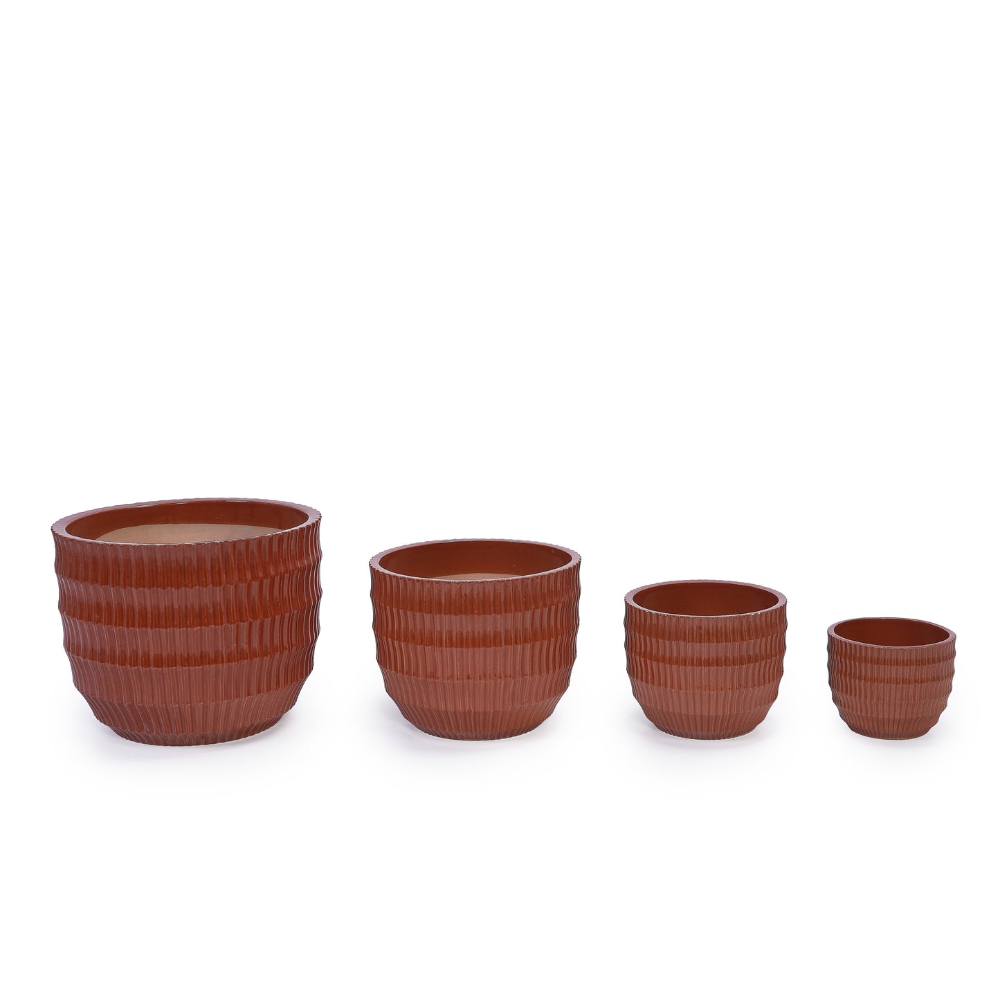4 Pieces Ceramic Flowerpot, Modern Planter for Patio, Garden or Windowsills - Coral
