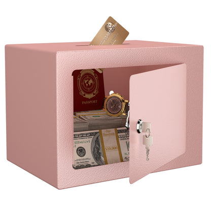 Secure Safe With Key And Password Money Home Safe, 0.23 Cubic Feet Small Safe, Mini Storage Cabinet, Suitable For Home Use, Can Store Money, Documents, And Valuable Items
