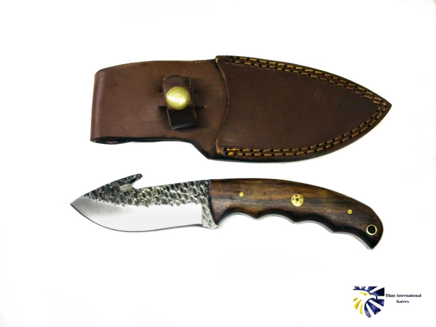 Hand Forged CUSTOM CARBON BLADE " Gut Hook SKINNER" by TITAN TC-017