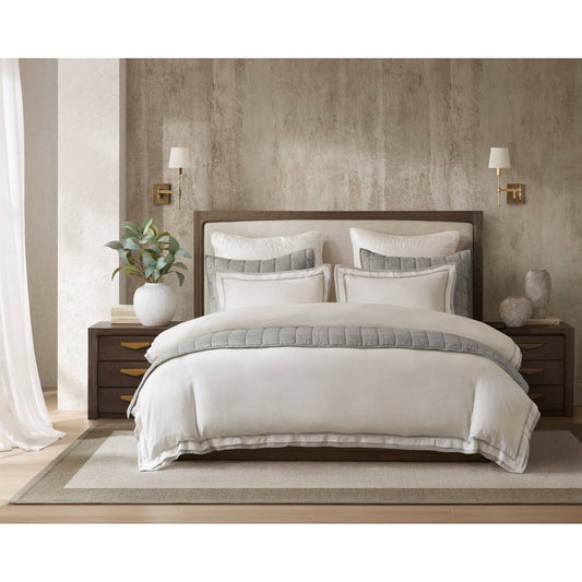 3 Pieces King/Cal King Duvet Cover Set,White+Gray