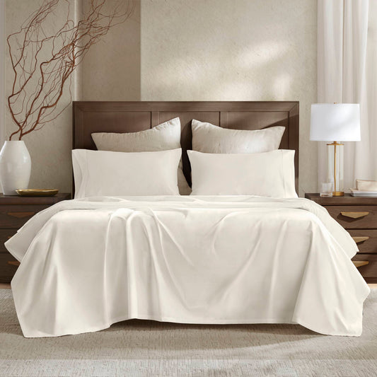 5 Pieces Split King Sateen Sheet Set,Ivory
