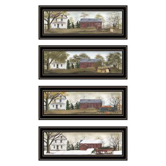 Trendy Decor 4U 4- Piece Vignette Four Seasons Homesteads Black Framed Wall Art for Living Room, Bedroom Wall Art Print for Home Decor by Billy Jacobs