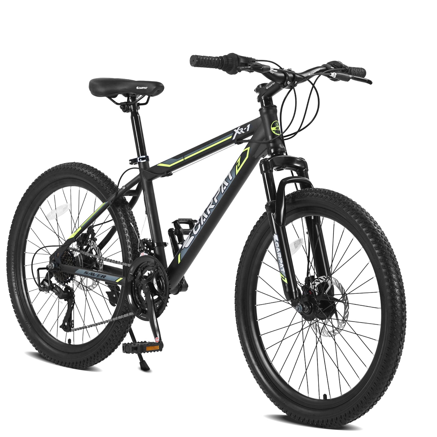 24 Inch Mountain Bike Boys Girls, Steel  Frame, Shimano 21 Speed Mountain Bicycle with Daul Disc Brakes and Front Suspension MTB