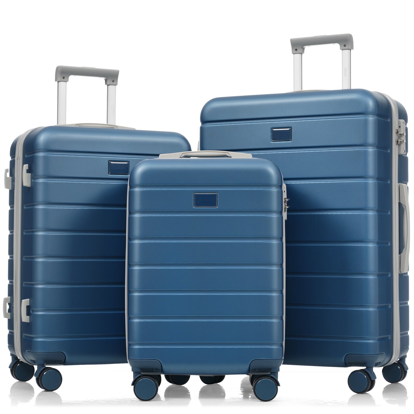 Premium ABS Travel Luggage Set , 3-Piece TSA Lock Suitcase Ensemble with 20, 24, and 28 Inch Sizes with 360° Spinner Wheels, blue