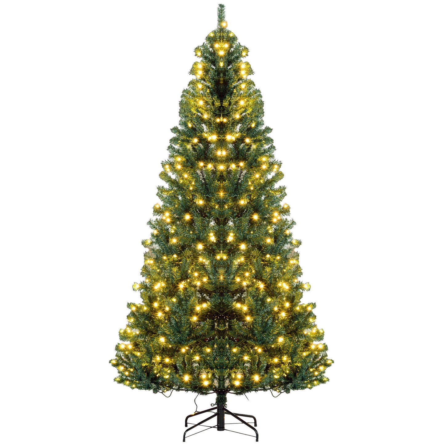 HOMCOM 7.5' Tall Prelit Christmas Tree Douglas Fir Artificial Christmas Tree with Realistic Branches, 500 Warm White LED Lights and 1346 Tips, Green