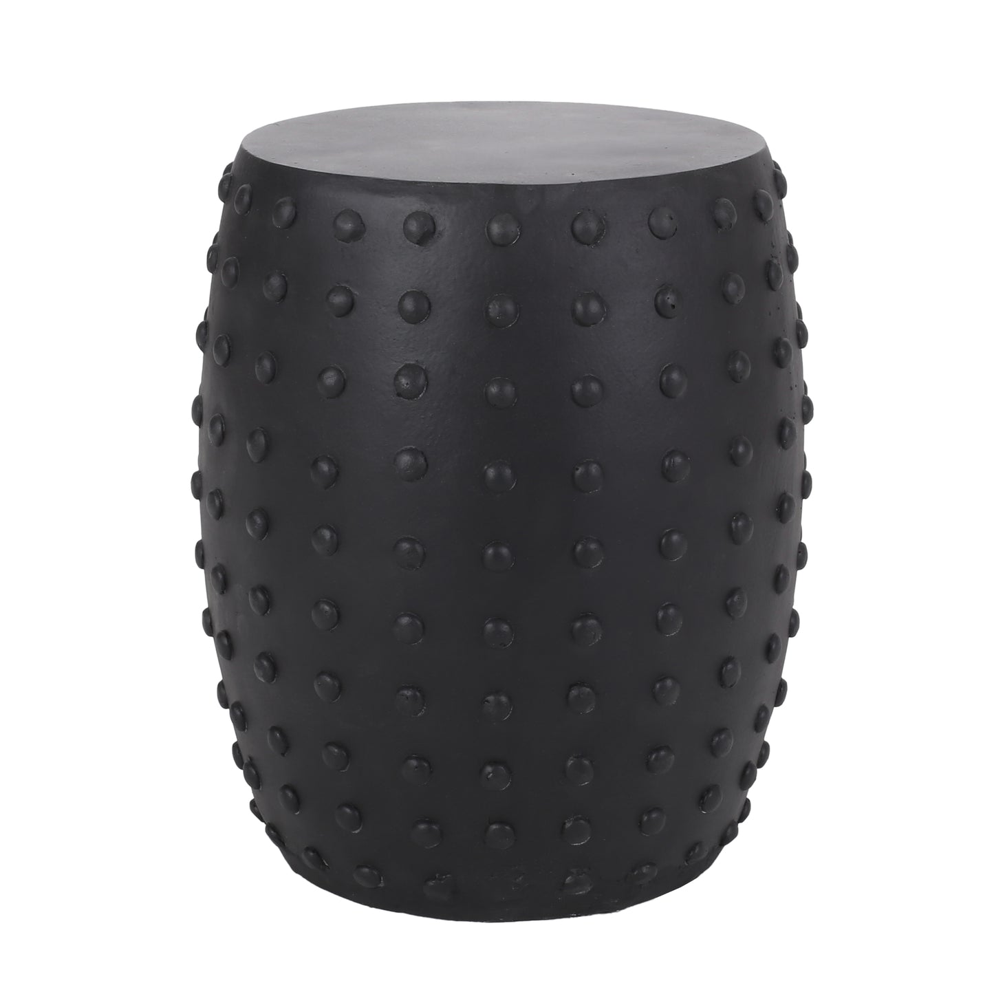 Outdoor End Table with Outstanding Studded Design, Matte Black