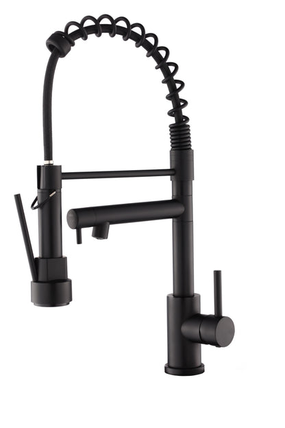 Kitchen Faucet with Pull Down Sprayer, Touch On Single Handle 2- Function Stainless Steel Spring Neck, Single Hole Installation for Residential, Commercial, RV, Bar & More, Matte Black
