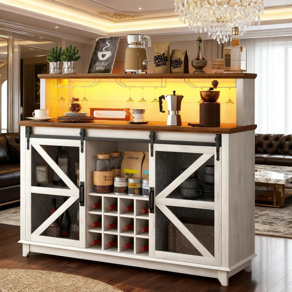 Coffee Bar Cabinet Farmhouse Wine Cabinet  for Kitchen, Dining Room