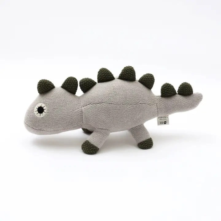 Knitted Stuffed Dinosaur Soft Toy.