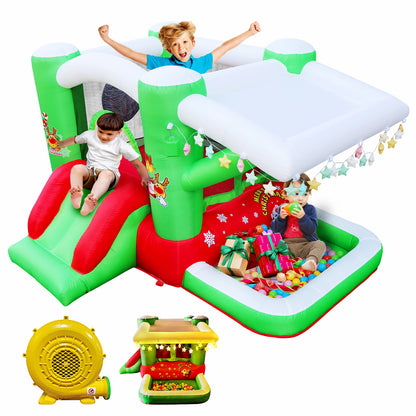 Christmas Jump 'n Slide Inflatable Bouncer for Kids Complete Setup with Blower - 80' x 91' Play Area - 55' Tall