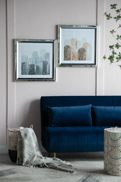 S/2 23.6x23.6' Kaiden Crystal Mirror Framed Wall Art on Mellow Golden Tint Background