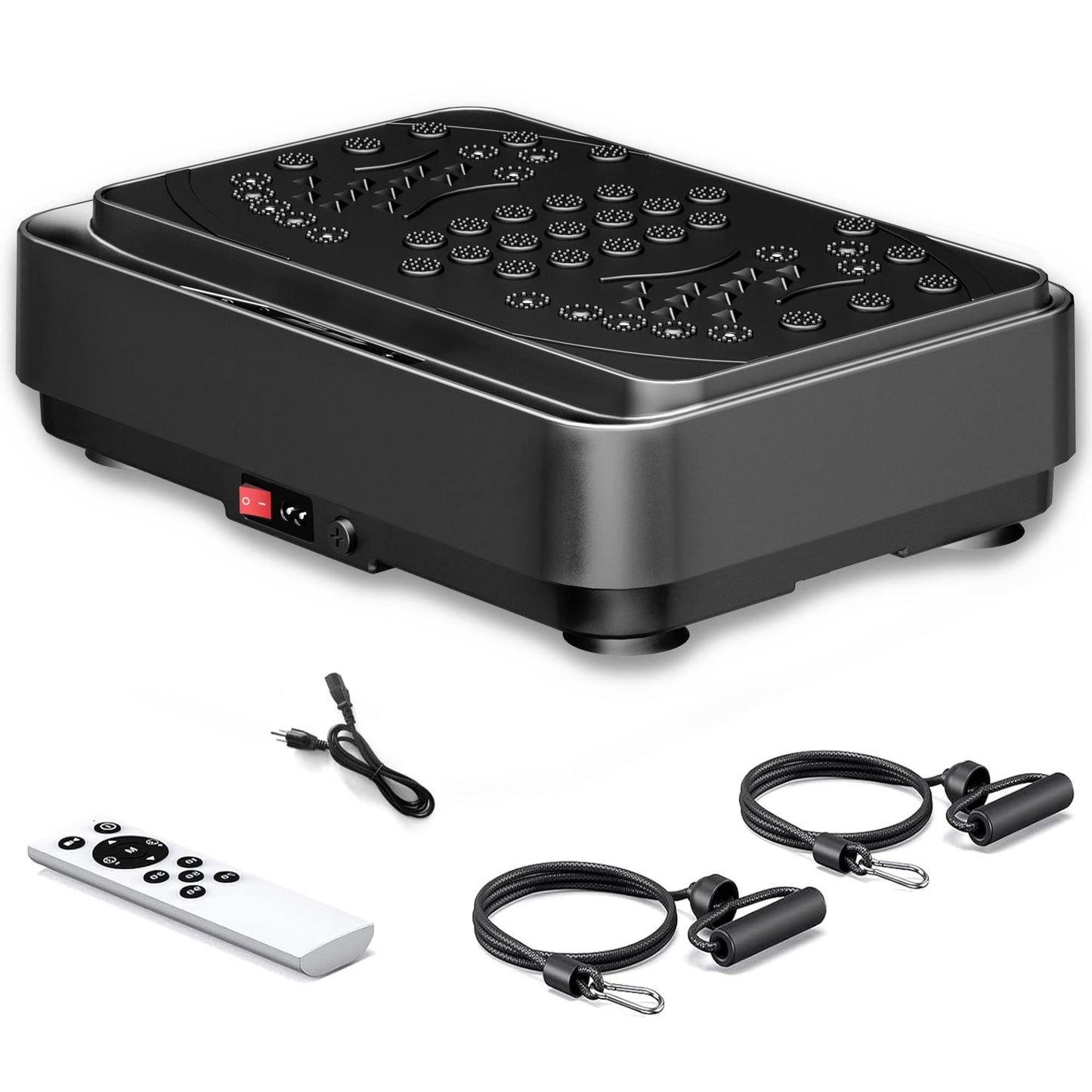 Vibration Plate Machine with Resistance Bands - 10 Modes, 500lbs Capacity, Remote Control & LCD Display , Home Fitness Equipment for Weight Loss & Lymphatic Drainage