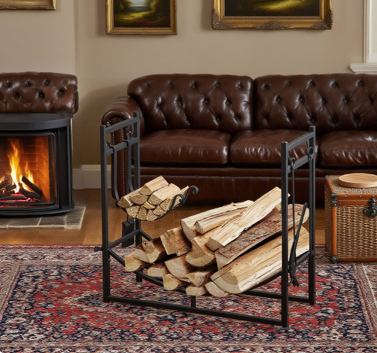 Rack Outdoor Indoor with  Fireplace Tools, Firewood Holder