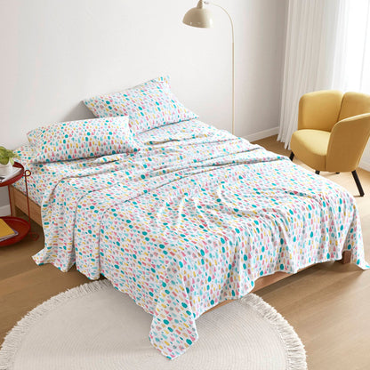 4-Piece Full Cotton Flannel Printed Sheet Set,White Holiday Trees