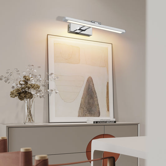 Battery Picture Light, 16 inch Wireless Picture Light for Painting with Remote,Full Metal Rechargeable Art Light,Wall Sconce Display Lighting for Portrait, Photo Frame,Gallery, (Chrome)