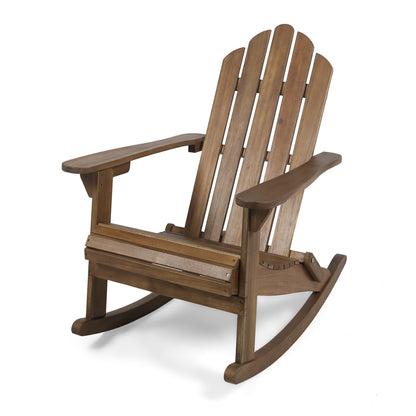 Echoes Outdoor Acacia Wood Adirondack Rocking Chair, Dark Brown