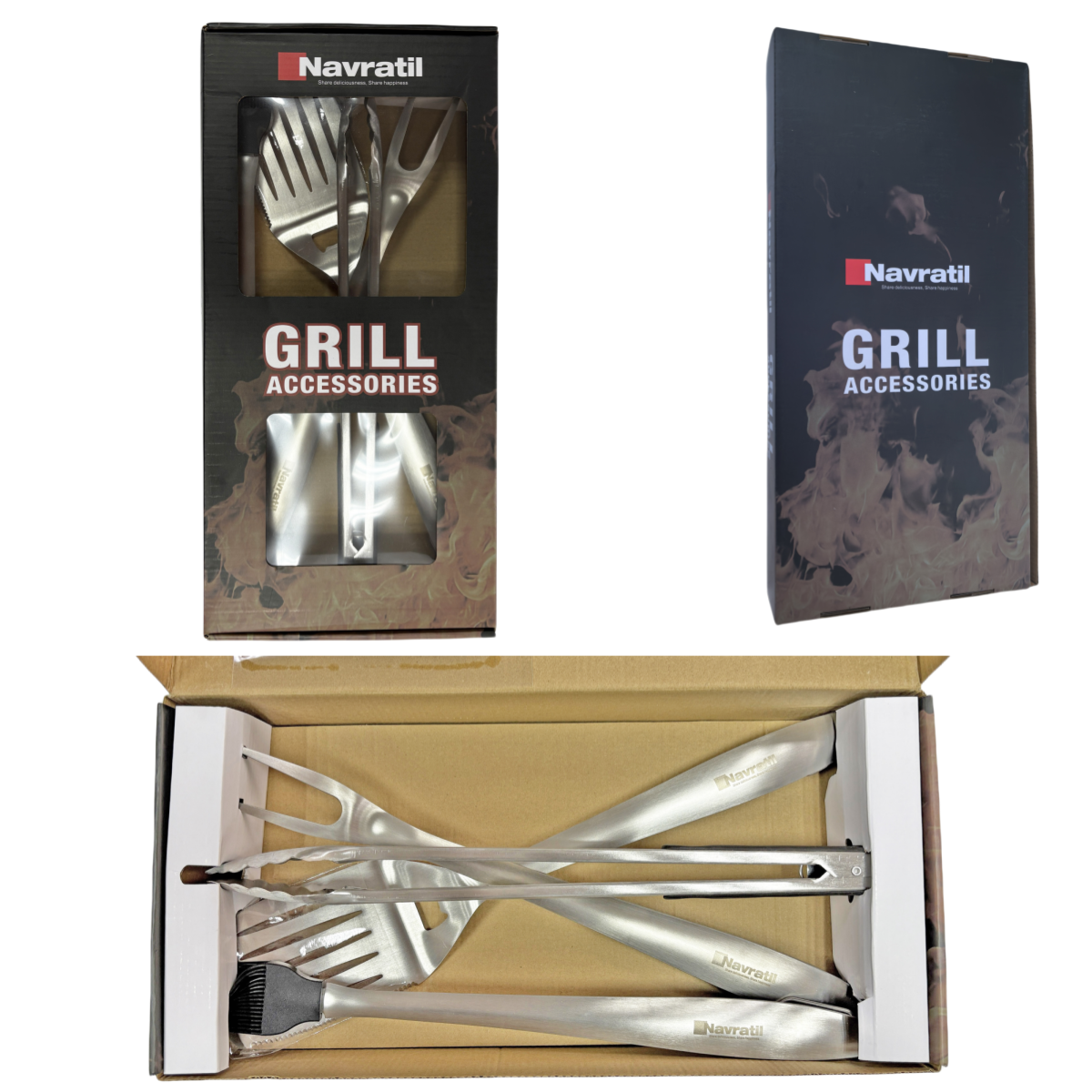 Heavy Duty BBQ Grill Tools Set Stainless Steel BBQ Accessories Grill Barbecue Grilling Tools Utensils Set with Spatula.Fork,Brush,Toogs Kit