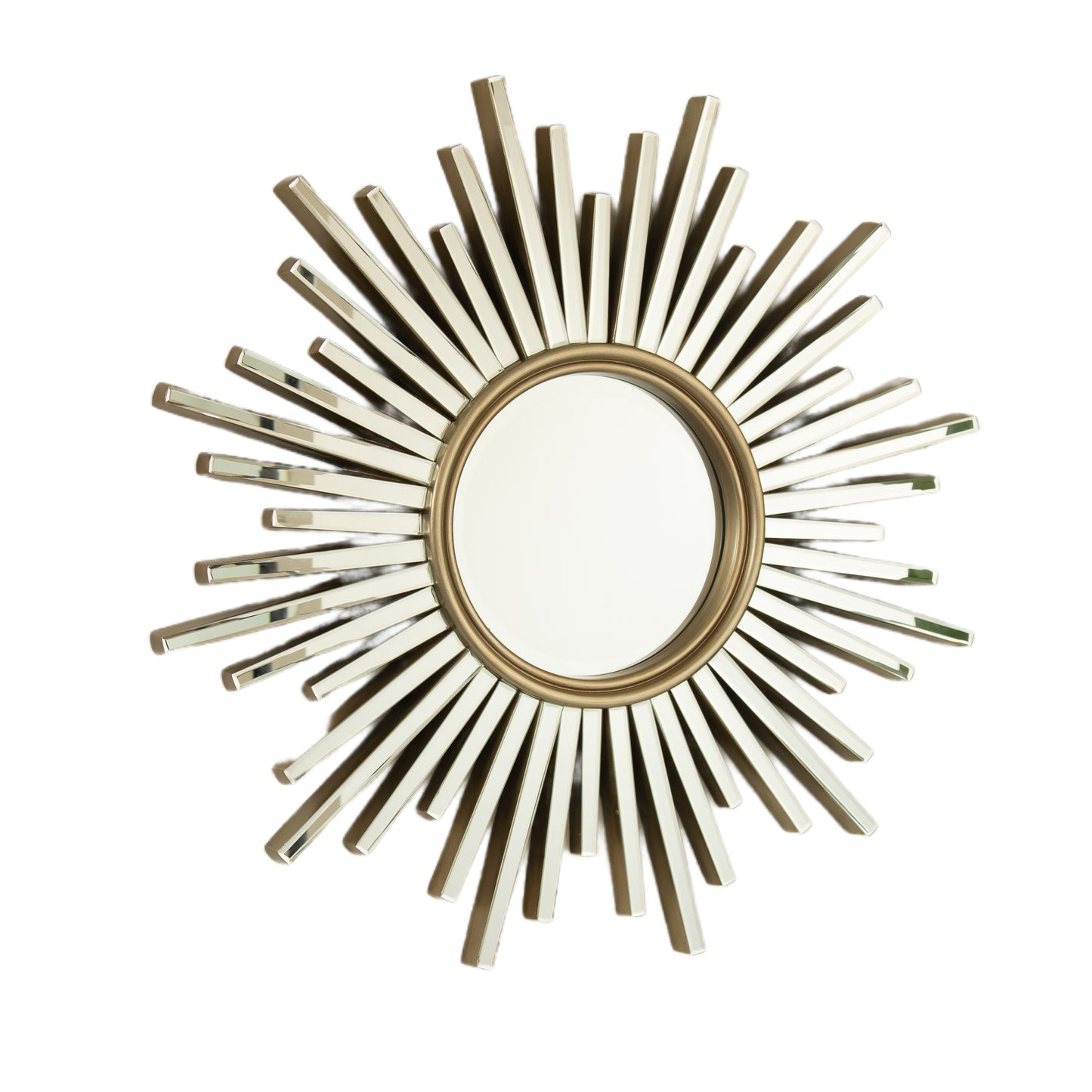 33'' Gemme Mirror, Luxury Style PU Sunburst-shaped Art Decorative Mirror, Suitable for Bathroom, Bedroom, Living Room, Corridor, Entryway, etc.