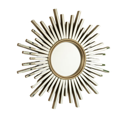 33'' Gemme Mirror, Luxury Style PU Sunburst-shaped Art Decorative Mirror, Suitable for Bathroom, Bedroom, Living Room, Corridor, Entryway, etc.