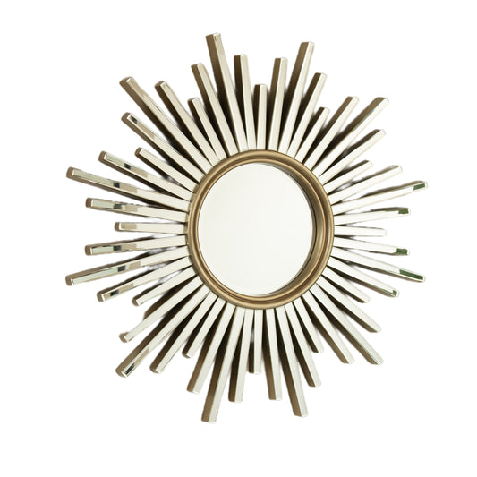 33'' Gemme Mirror, Luxury Style PU Sunburst-shaped Art Decorative Mirror, Suitable for Bathroom, Bedroom, Living Room, Corridor, Entryway, etc.