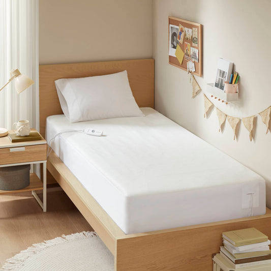 1-Piece Twin Heated Mattress Pad,White