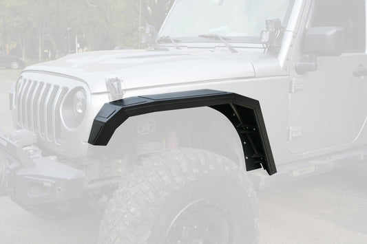 Rear Fender Flares Compatible with 2007-2018 Jeep Wrangler JK 4/2Door Off-Road Mud Guards Wheel Flares Liner Lights (4PCS JK Front  Steel Fenders)Requires Professional Installation & Body Drilling