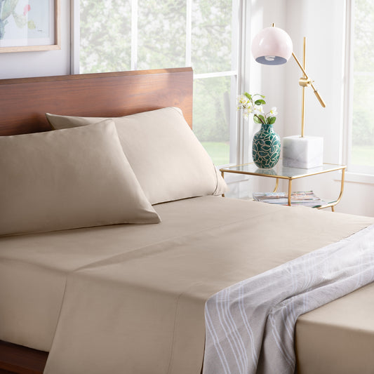 Linenspa 600TC Cotton Blend Pillowcase Set, Queen, Sand