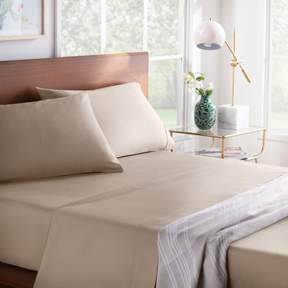 Linenspa 600TC Cotton Blend Pillowcase Set, King, Sand