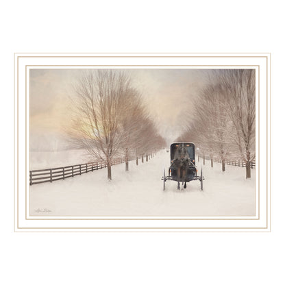 Trendy Decor 4U Snowy Amish Lane White Framed Wall Art for Living Room, Bedroom Wall Art Print for Home Decor by Lori Deiter