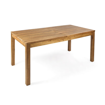 Rustic Wilson Expandable Dining Table with Slat Design in Teak Acacia Wood
