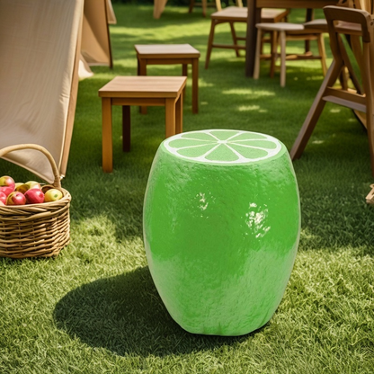 Green Lemon Fruit Stool, 14'Oversized Resin Stool, Side Table, Home Decor Plant Stand Garden Indoor Outdoor Decorations, Multi-Purpose Innovative Garden Furniture