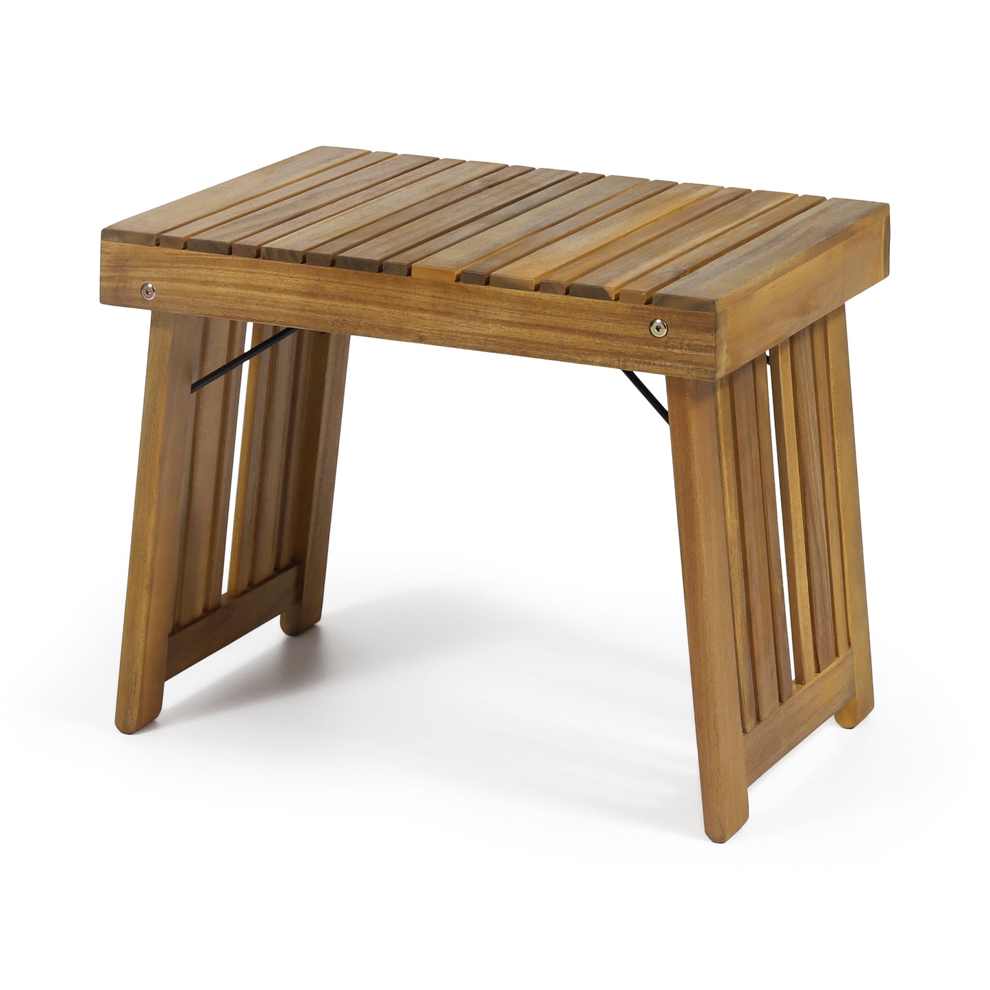 Temptation Outdoor Foldable Side Table with Slat Design, Teak