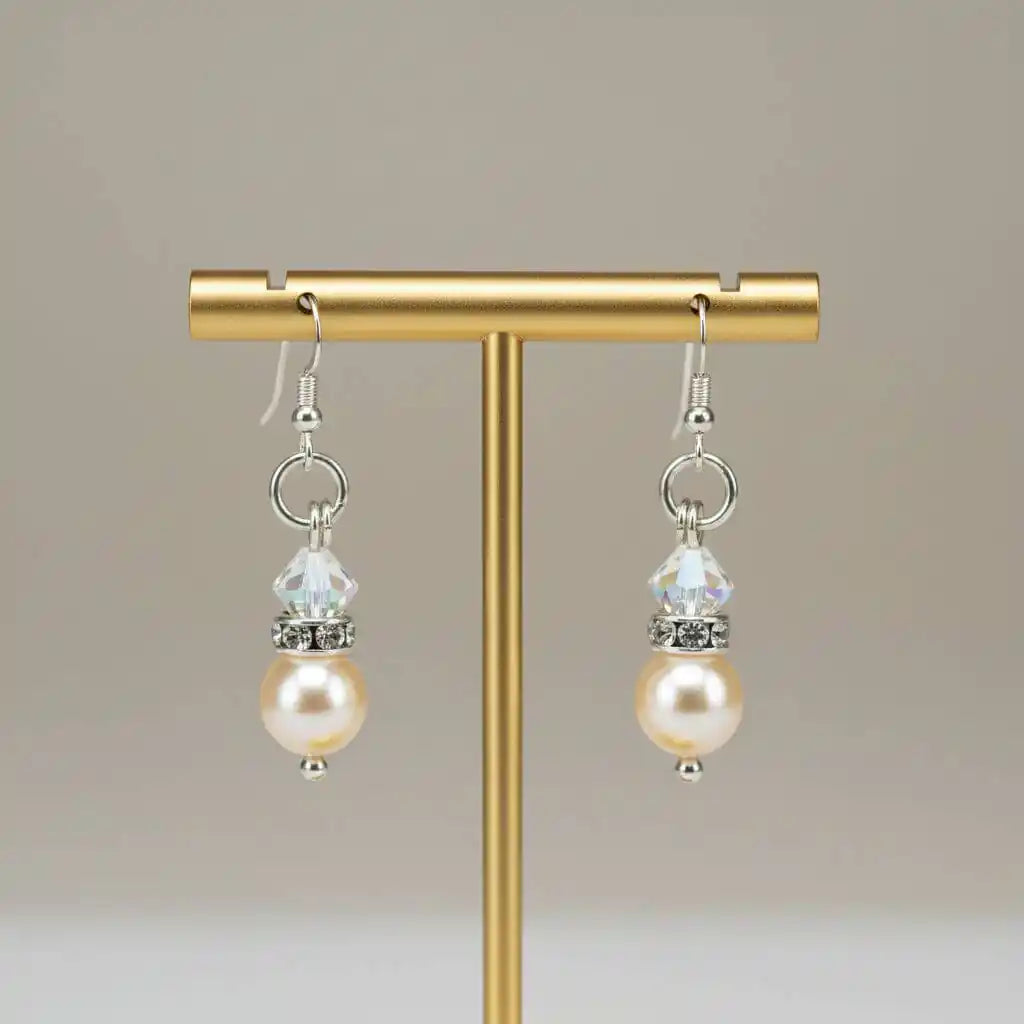 Various Color Swarovski Crystal Pearl Stack Earrings