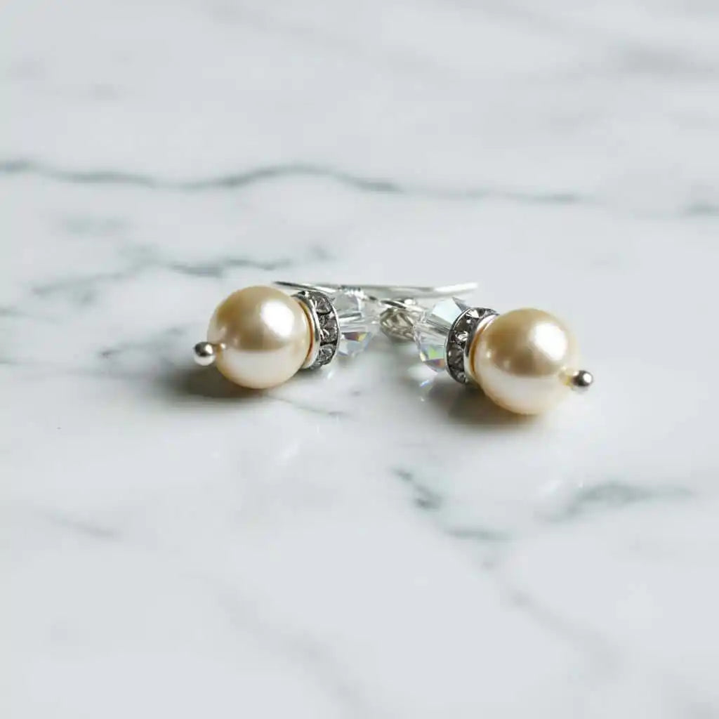 Various Color Swarovski Crystal Pearl Stack Earrings