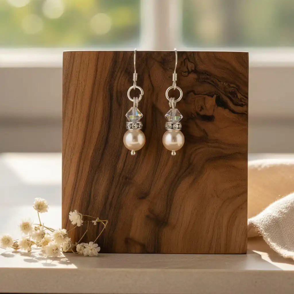 Various Color Swarovski Crystal Pearl Stack Earrings