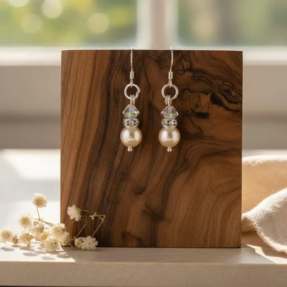 Various Color Swarovski Crystal Pearl Stack Earrings