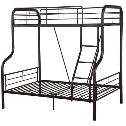 Sandy Black Twin Over Full Bunk Bed with Built-in Ladder