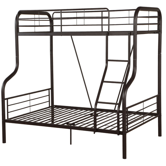 Sandy Black Twin Over Full Bunk Bed with Built-in Ladder