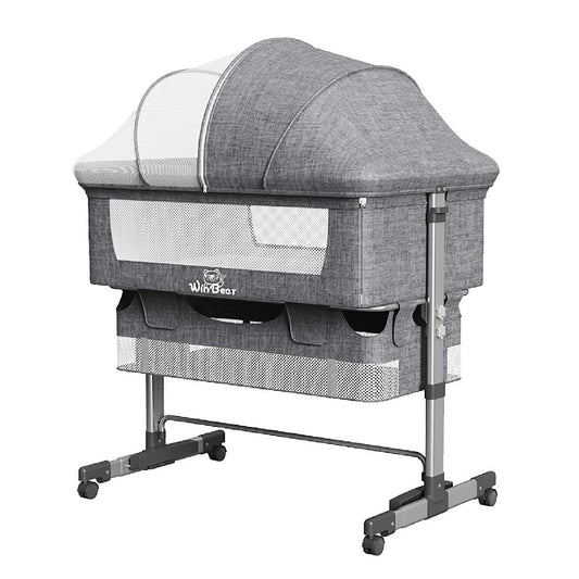Baby Bassinet, Bedside Sleeper,Foldable Baby Bed to Bed, Adjustable Portable Bed for Infant/Baby/Newborn,with Mosquito Nets, Large Storage Bag, Comfortable Mattresses, Lockable Wheels