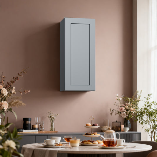 Dark Gray Solid Wood Single Door Wall Cabinet 1 Door and 3 Shelves for Kitchen Storage, Bathroom Storage, Laundry,Adjustable Shelves Ready to Assemble(18'W×12'D×42'H)