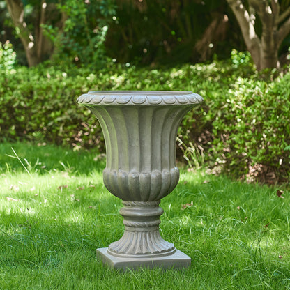 Outdoor Garden Urn Planter, Gray