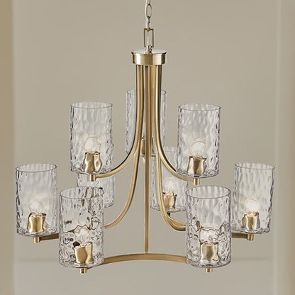 9-light Round Tiered Chandelier with Textured Glass Shades