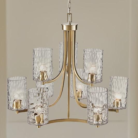 9-light Round Tiered Chandelier with Textured Glass Shades