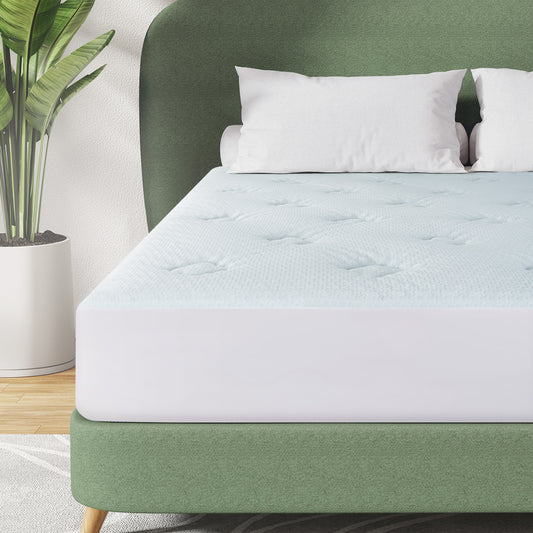 4-Layer Bamboo Mattress Topper King Size– Gel-Infused Egg Crate Memory Foam, Down Alternative Fill, Bamboo Viscose Top & Brushed Microfiber Bottom