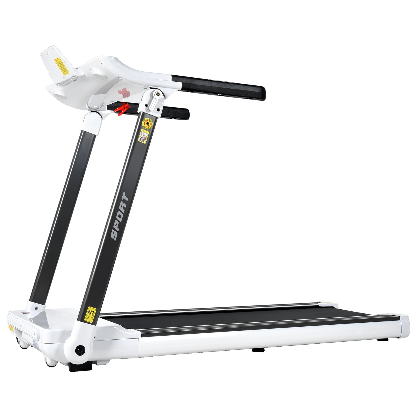 FITIME Portable Compact Treadmill with Electric Motorized 3.5HP, Bluetooth Speaker, White Metal, Medium Size