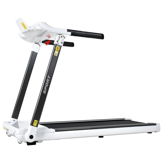 FITIME Portable Compact Treadmill with Electric Motorized 3.5HP, Bluetooth Speaker, White Metal, Medium Size