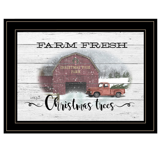 'Farm Fresh Christmas Trees' By Billy Jacobs, Ready to Hang Framed Print, Black Frame