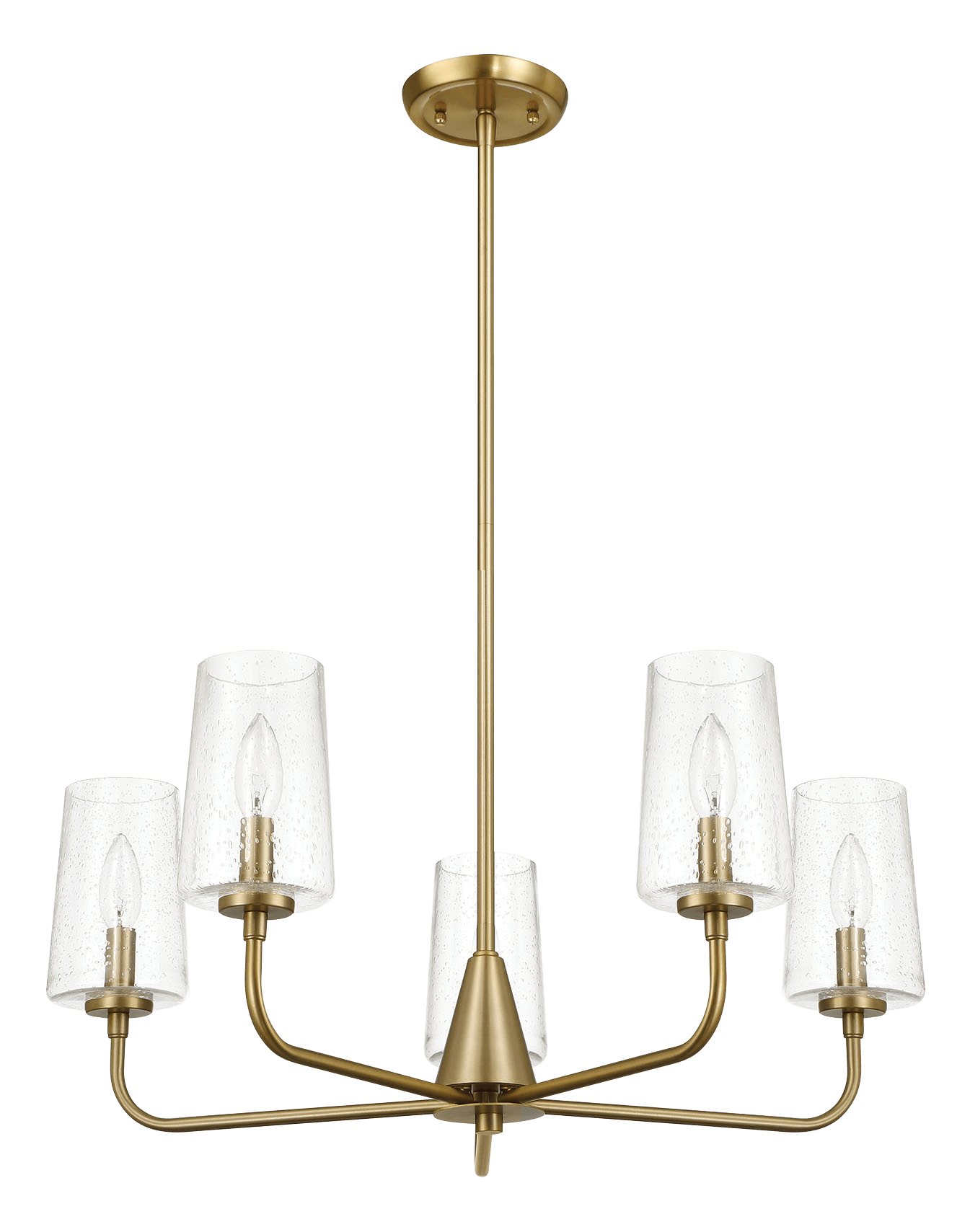 Dazzle Five Lights Chandelier With Clear Seeded Glass -Satin Brass
