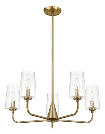 Dazzle Five Lights Chandelier With Clear Seeded Glass -Satin Brass